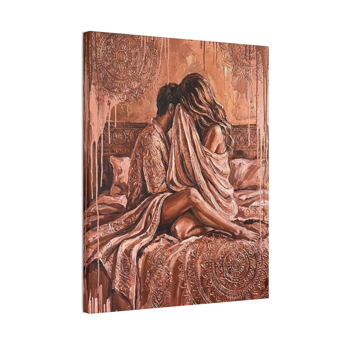 Expressionist Rose Gold Canvas — Playful Intimacy Wall Art