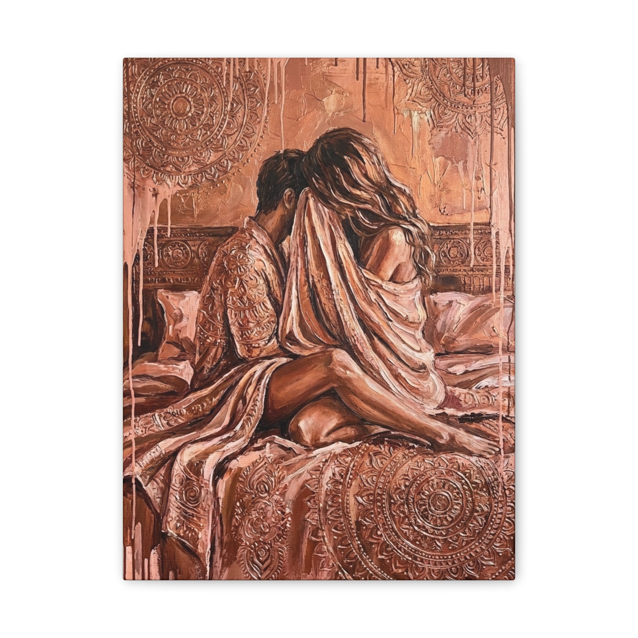 Expressionist Rose Gold Canvas — Playful Intimacy Wall Art