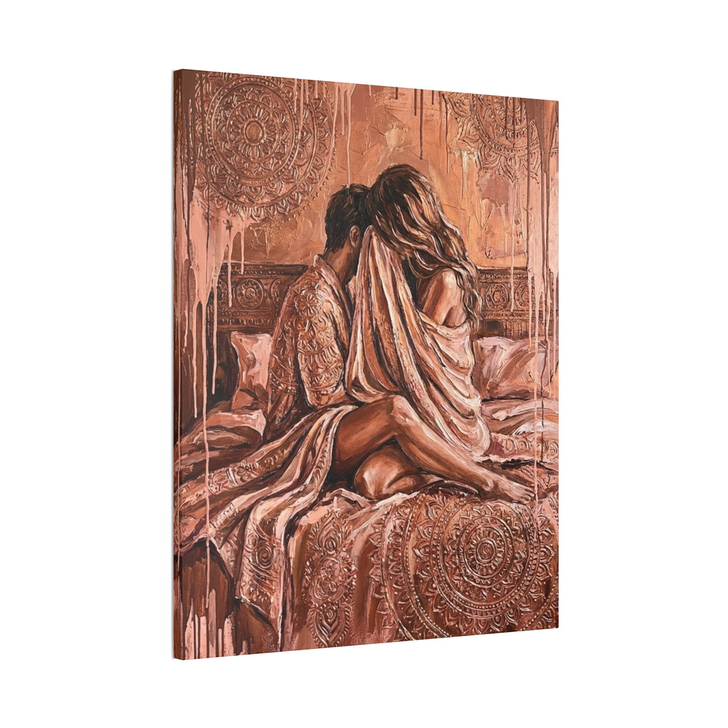 Expressionist Rose Gold Canvas — Playful Intimacy Wall Art