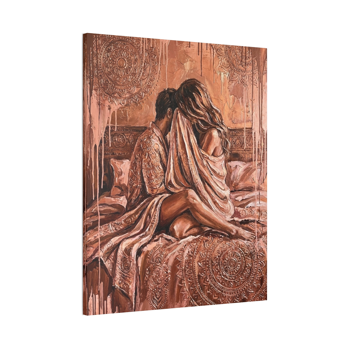 Expressionist Rose Gold Canvas — Playful Intimacy Wall Art