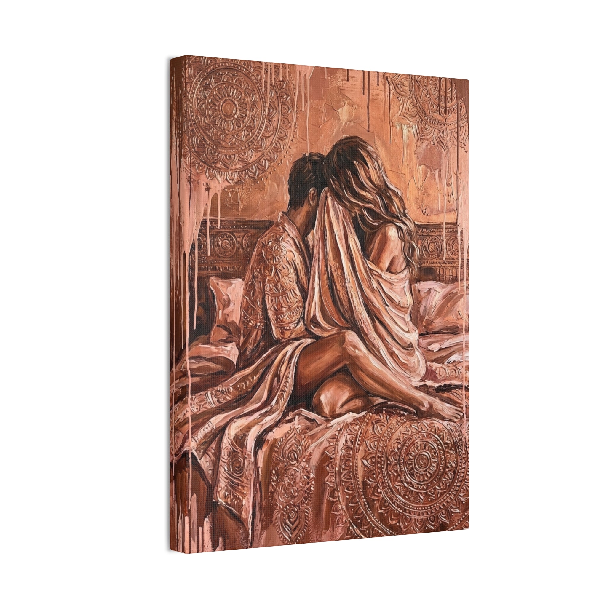 Expressionist Rose Gold Canvas — Playful Intimacy Wall Art