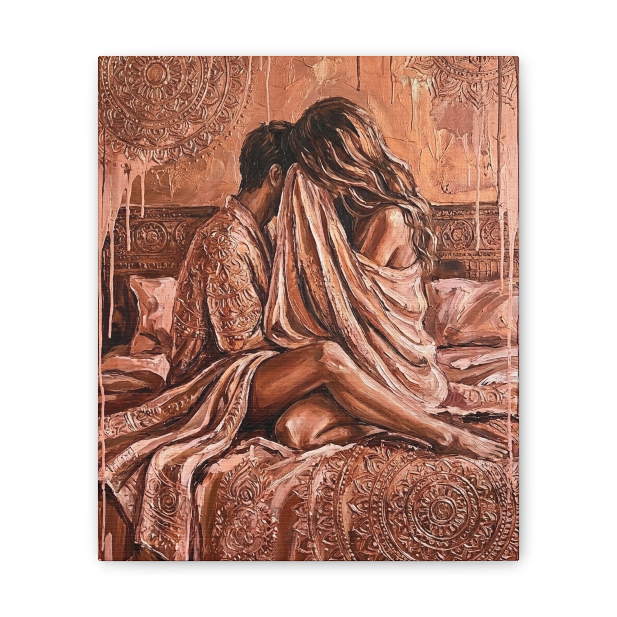 Expressionist Rose Gold Canvas — Playful Intimacy Wall Art
