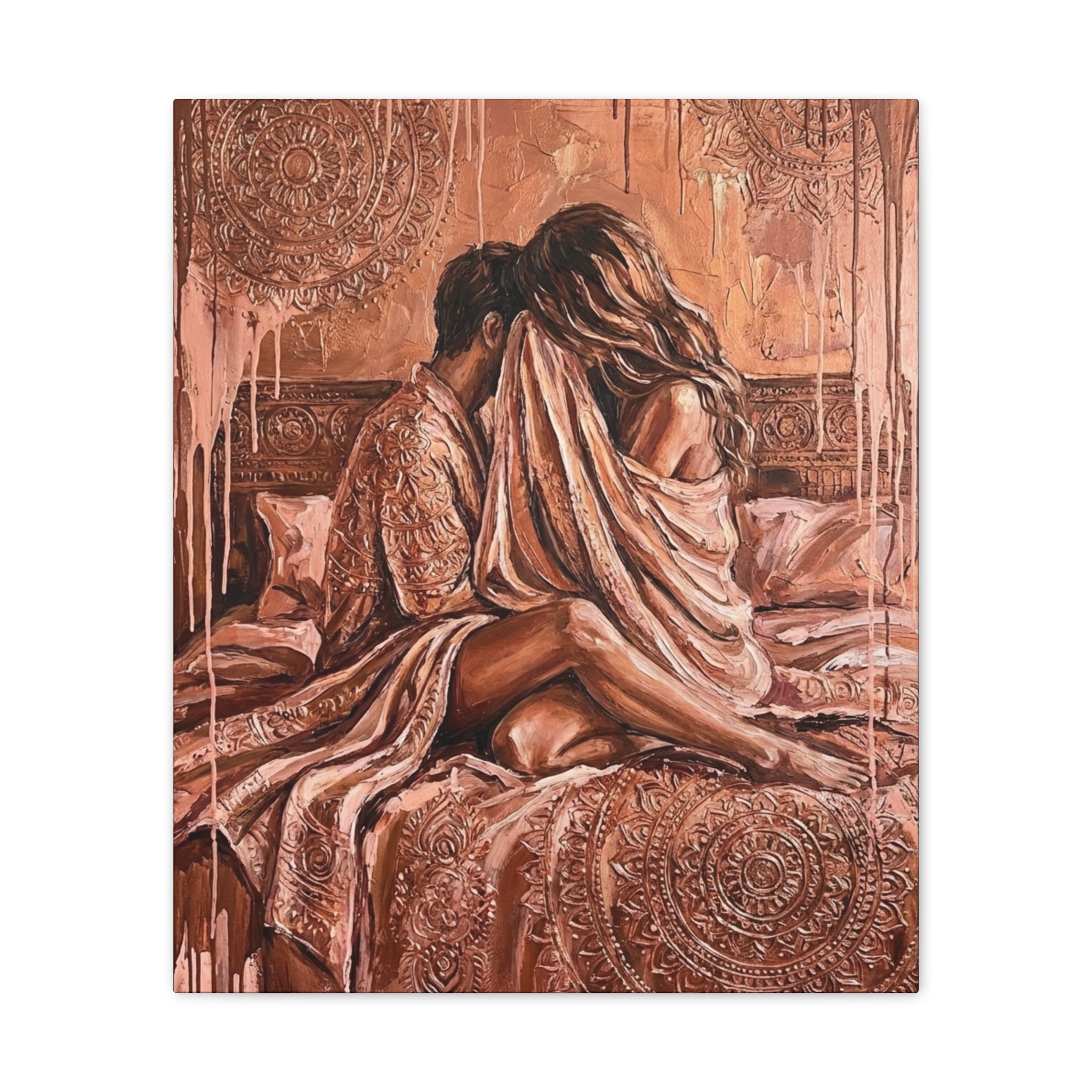 Expressionist Rose Gold Canvas — Playful Intimacy Wall Art