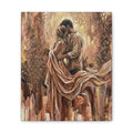 Rose Gold Loving Intimate Couple Canvas Print — Romantic Stretched Wall Art