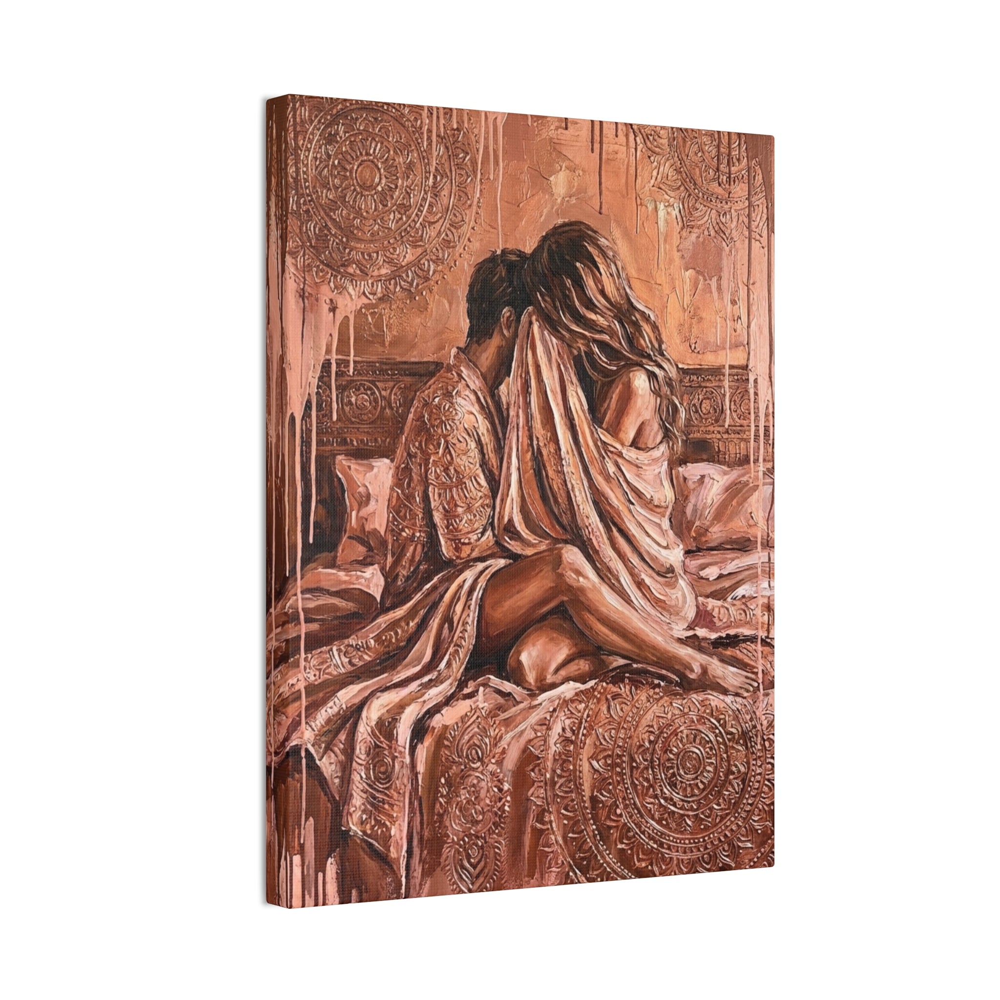 Expressionist Rose Gold Canvas — Playful Intimacy Wall Art