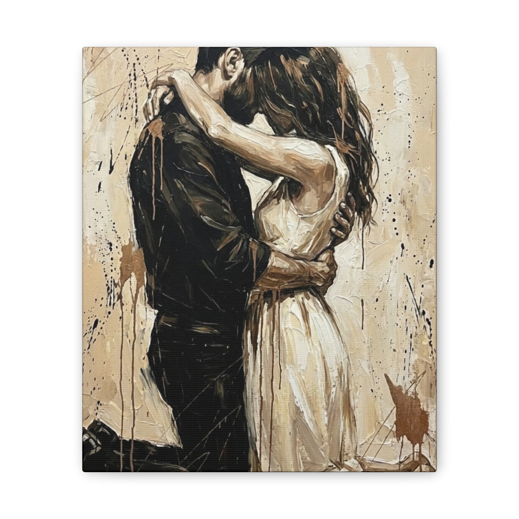 Devotional Kneeling Couple Canvas Art — Faith & Marriage Expressionist Wall Decor