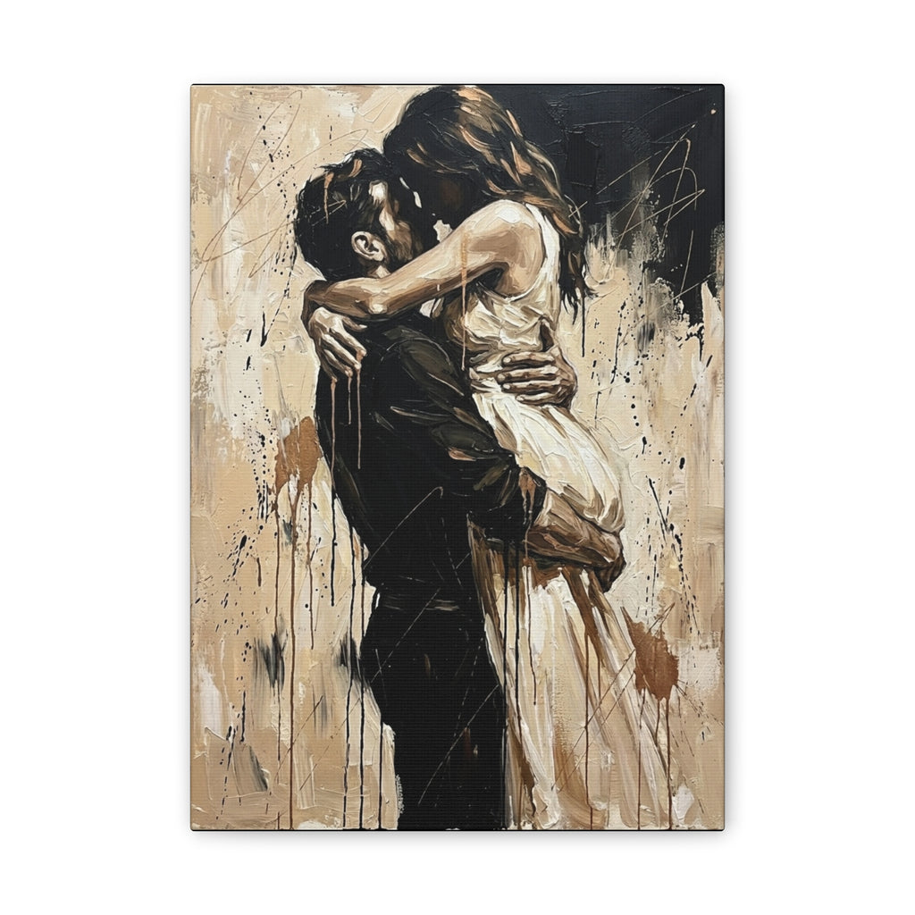 Expressionist Couple Painting Canvas—Loving Intimate Wall Art
