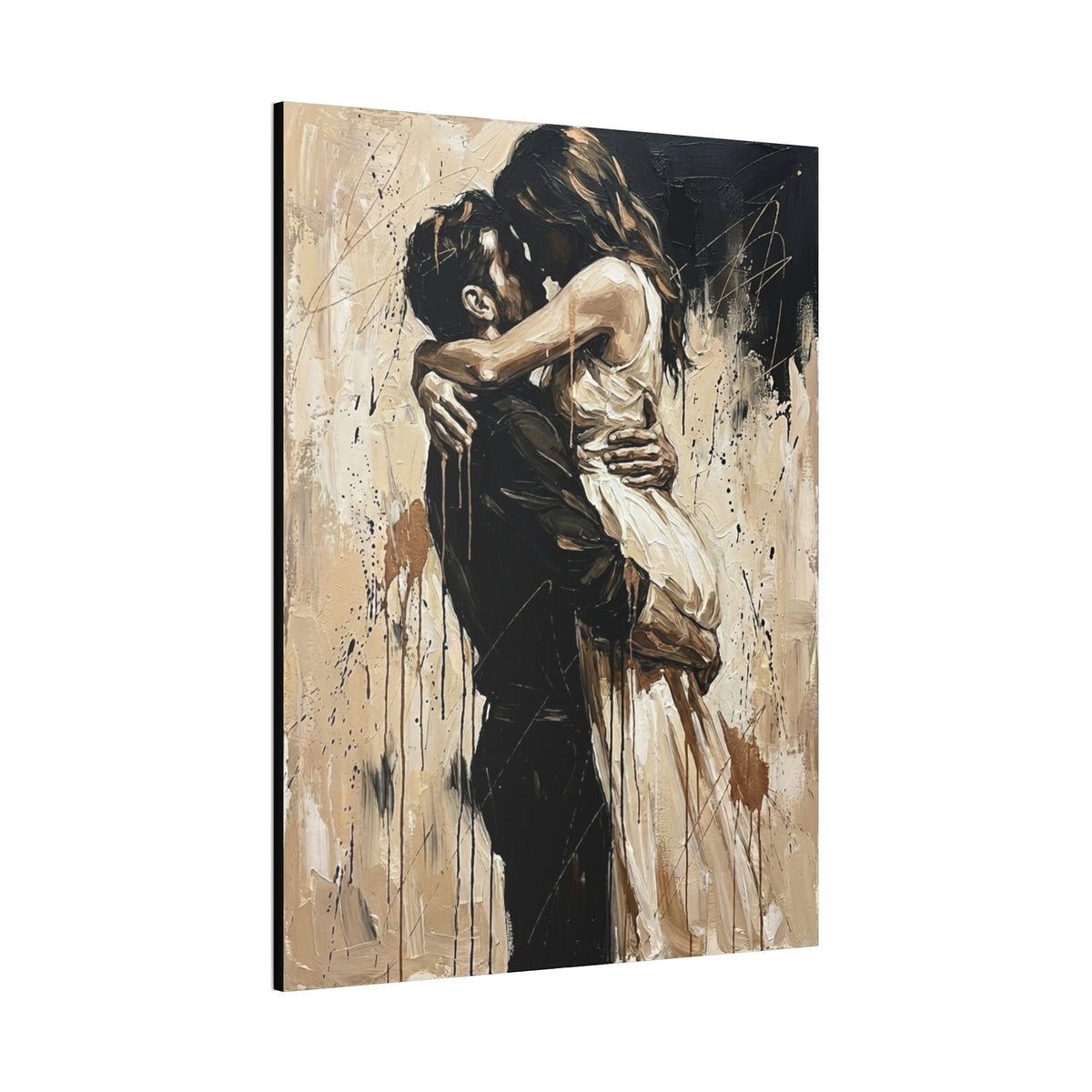 Expressionist Couple Painting Canvas—Loving Intimate Wall Art