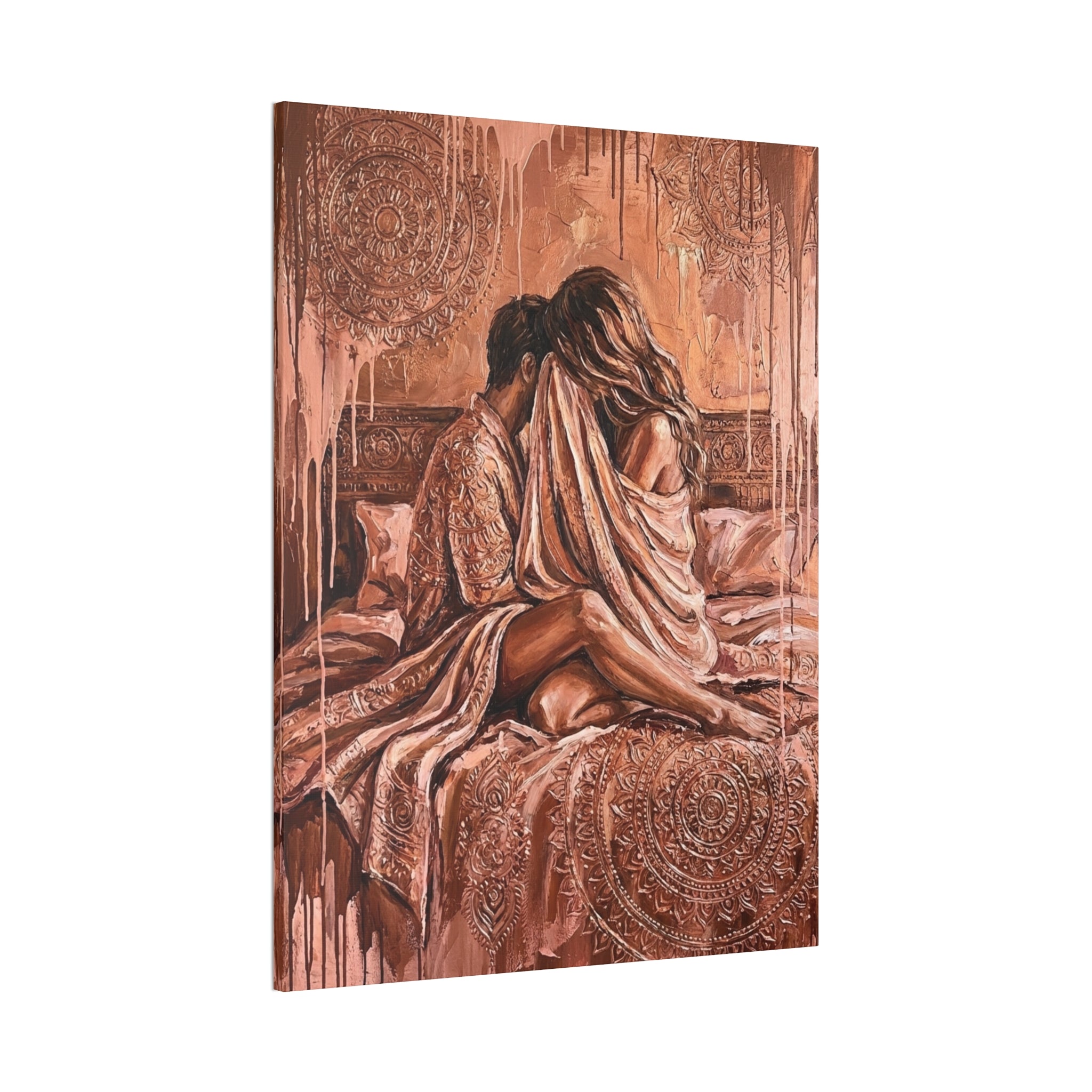 Expressionist Rose Gold Canvas — Playful Intimacy Wall Art