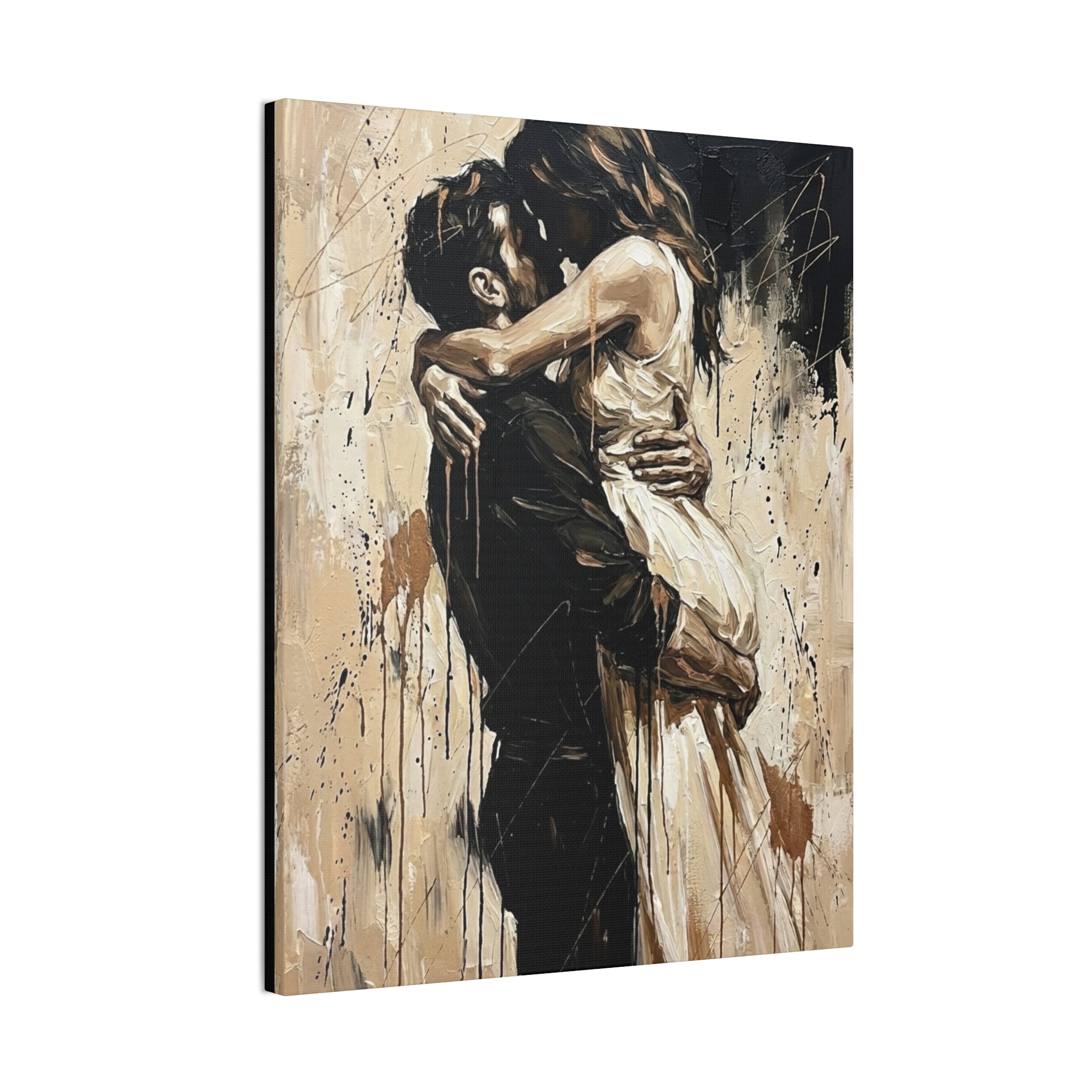 Expressionist Couple Painting Canvas—Loving Intimate Wall Art