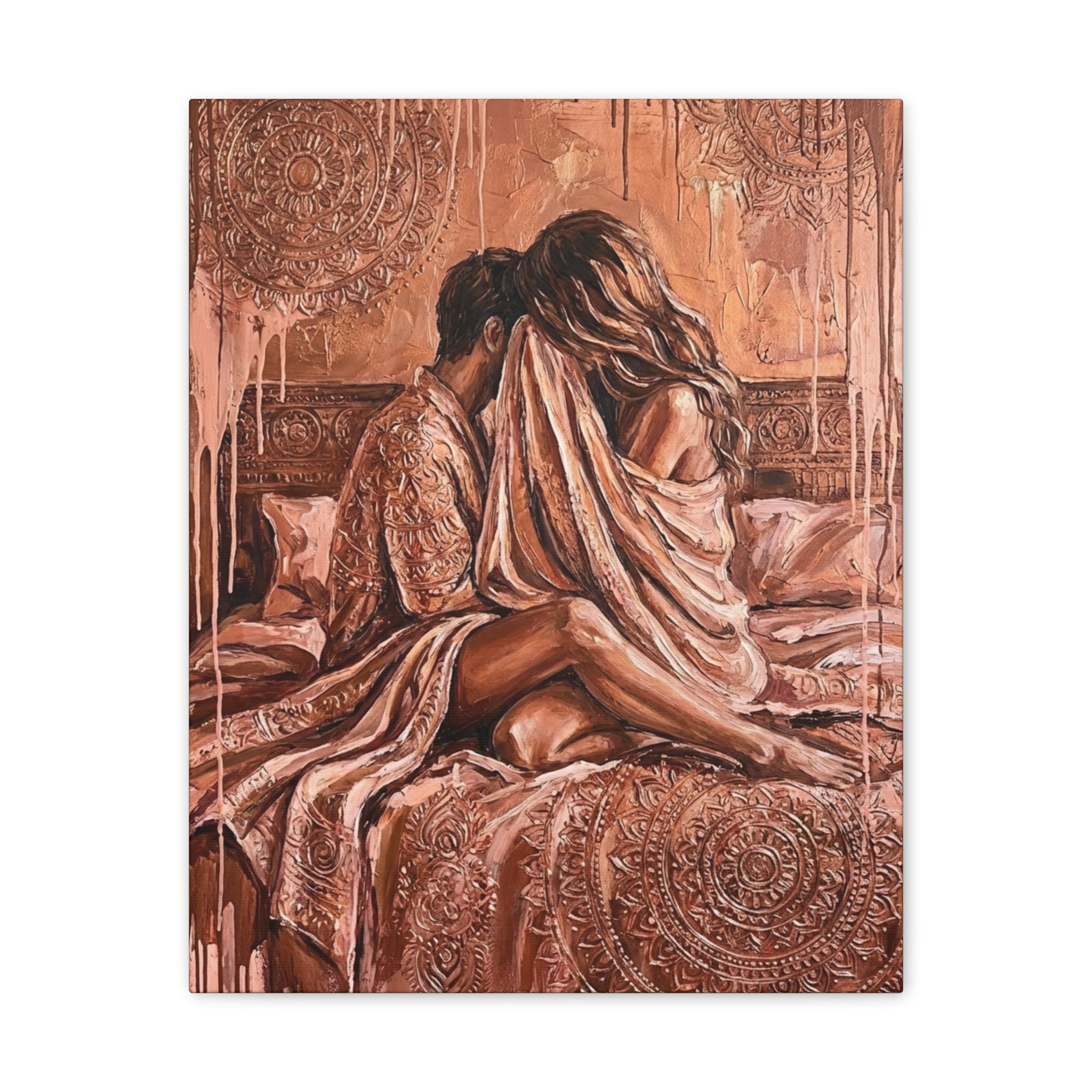 Expressionist Rose Gold Canvas — Playful Intimacy Wall Art