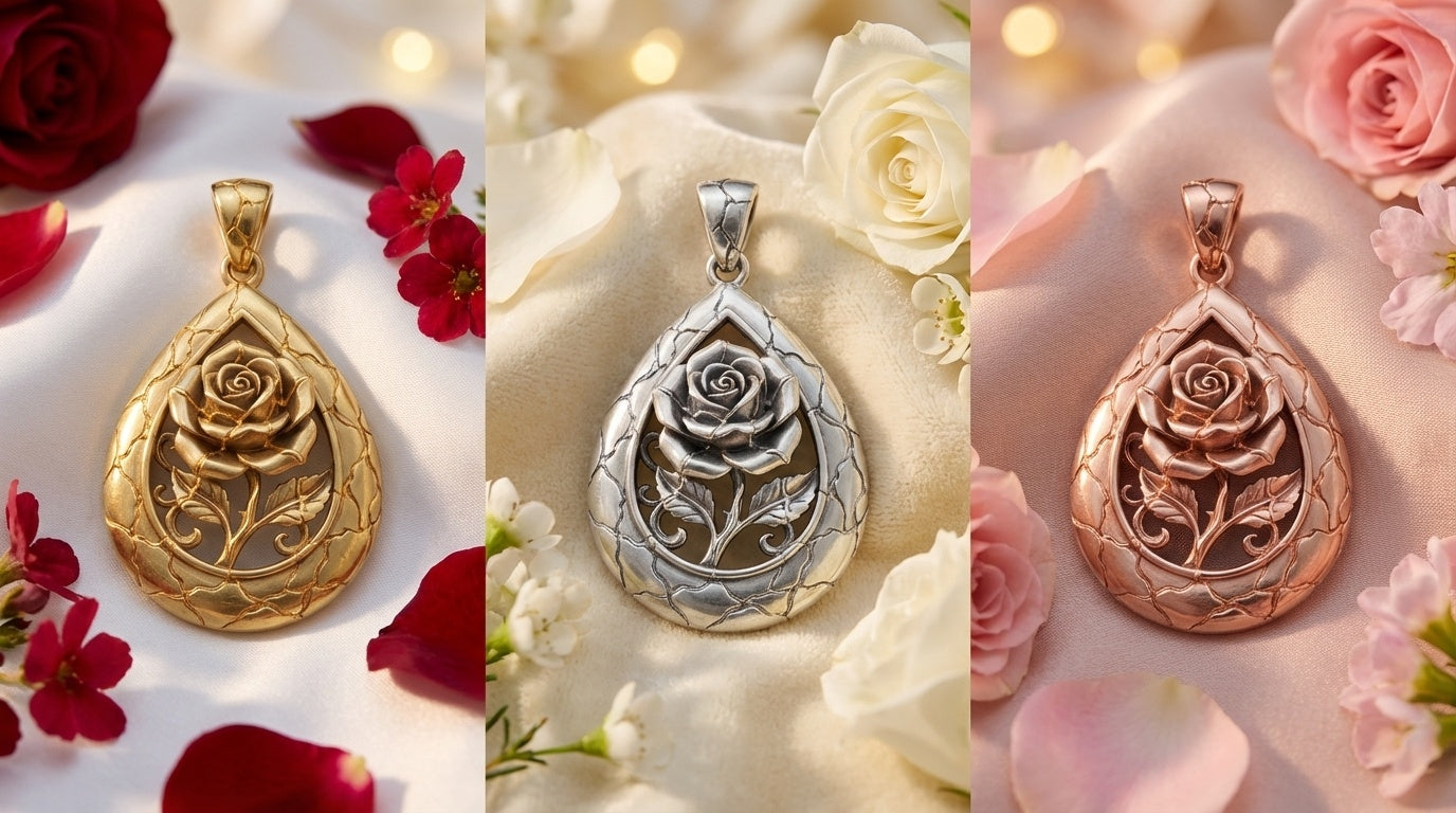 Kintsugi Rose Pendant Necklace