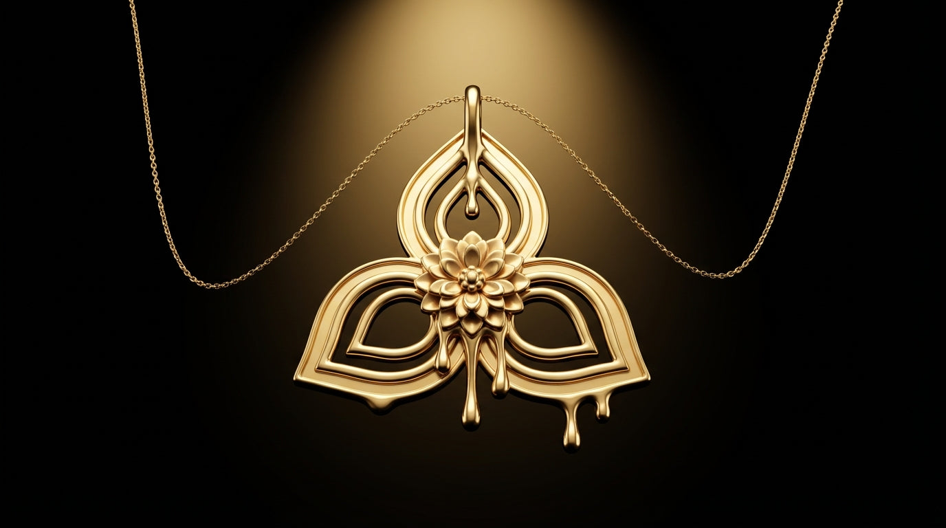 Trinity Dahlia Knot Pendant Necklace – Spiritual Trinity Symbol in Silver or Solid Gold