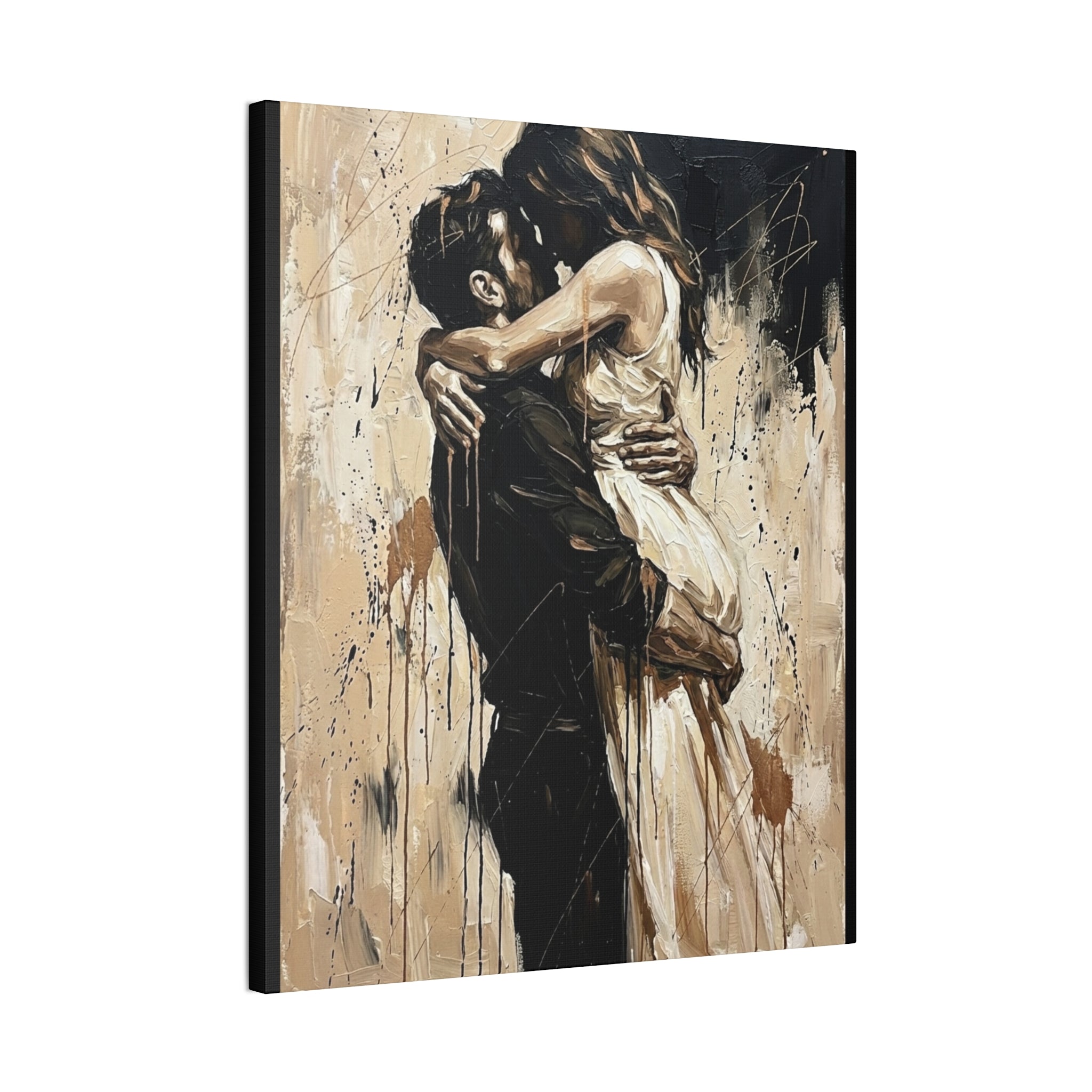 Expressionist Couple Painting Canvas—Loving Intimate Wall Art
