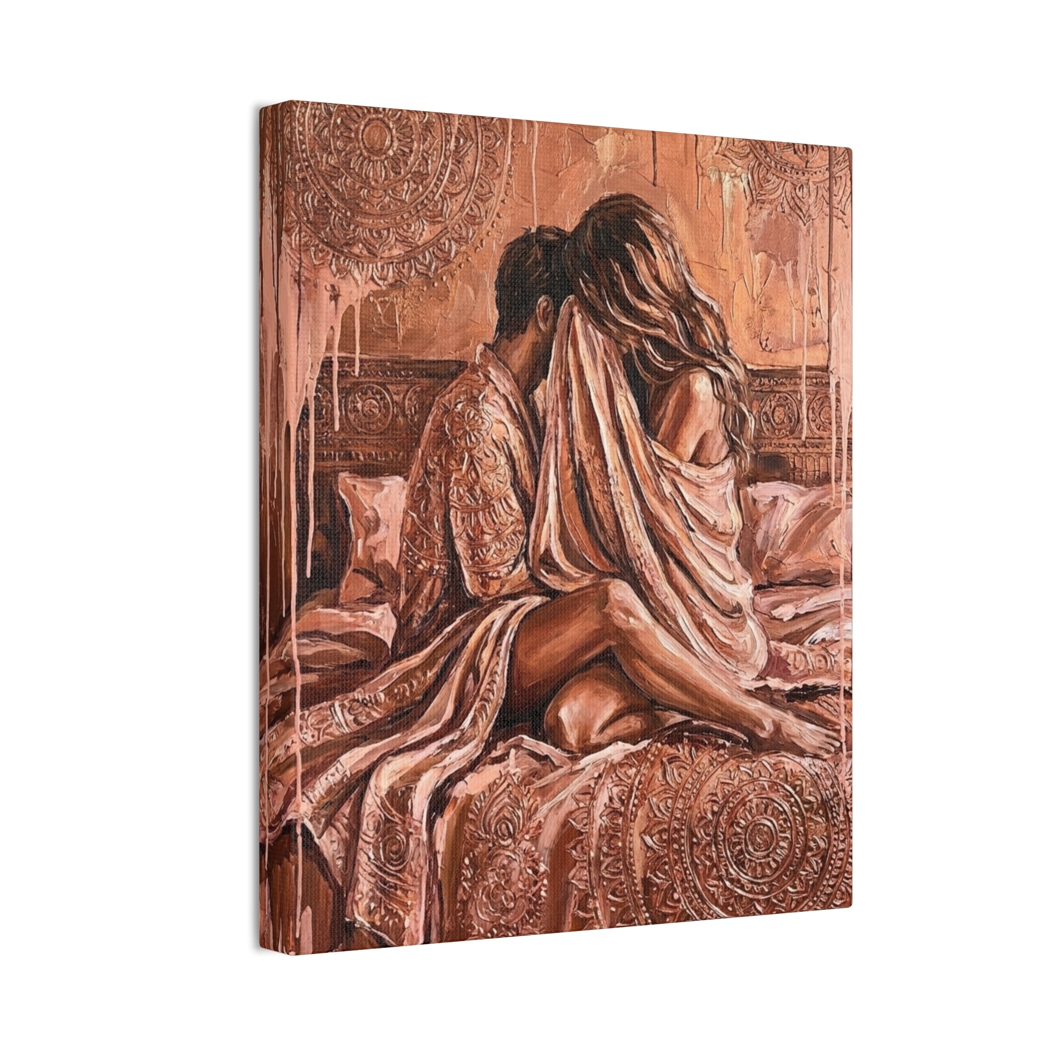 Expressionist Rose Gold Canvas — Playful Intimacy Wall Art