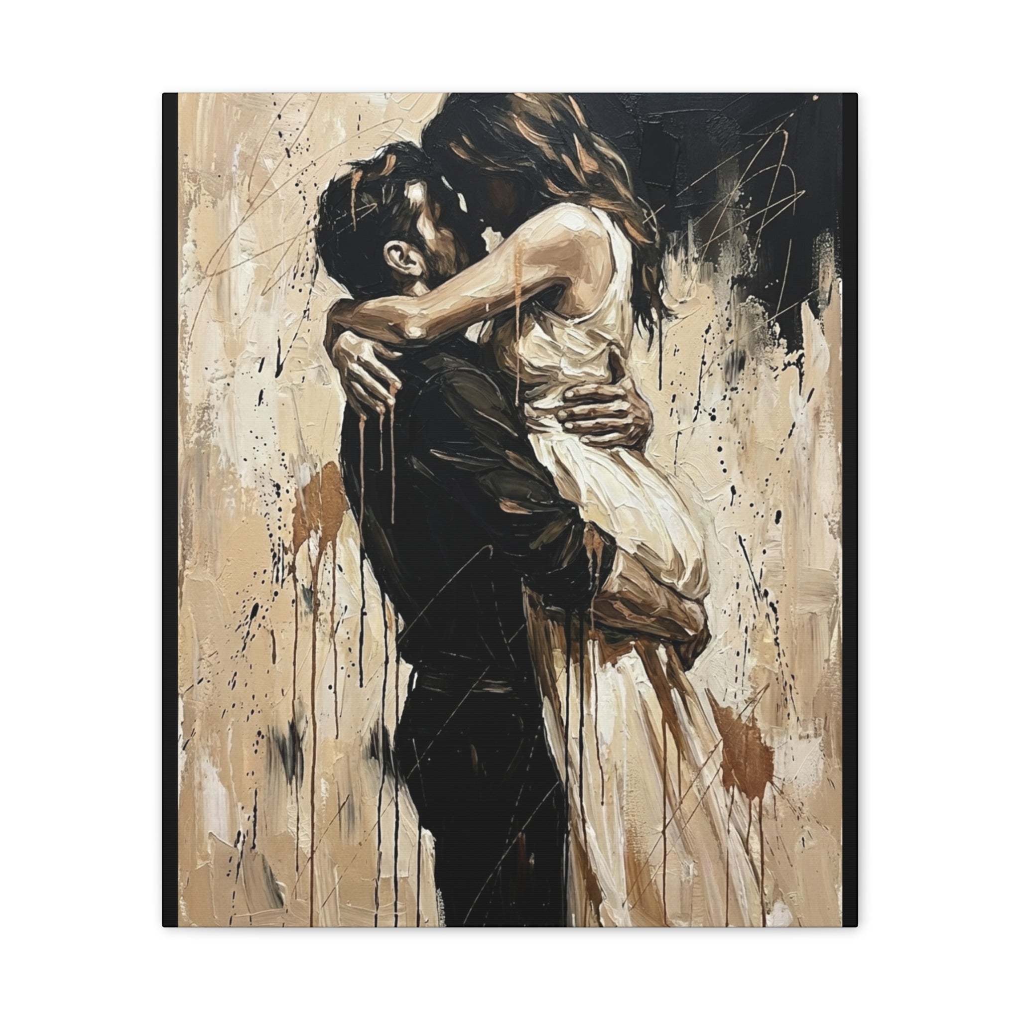 Expressionist Couple Painting Canvas—Loving Intimate Wall Art