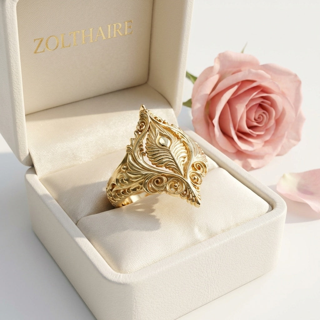 CRYMSA Peacock Feather Ring