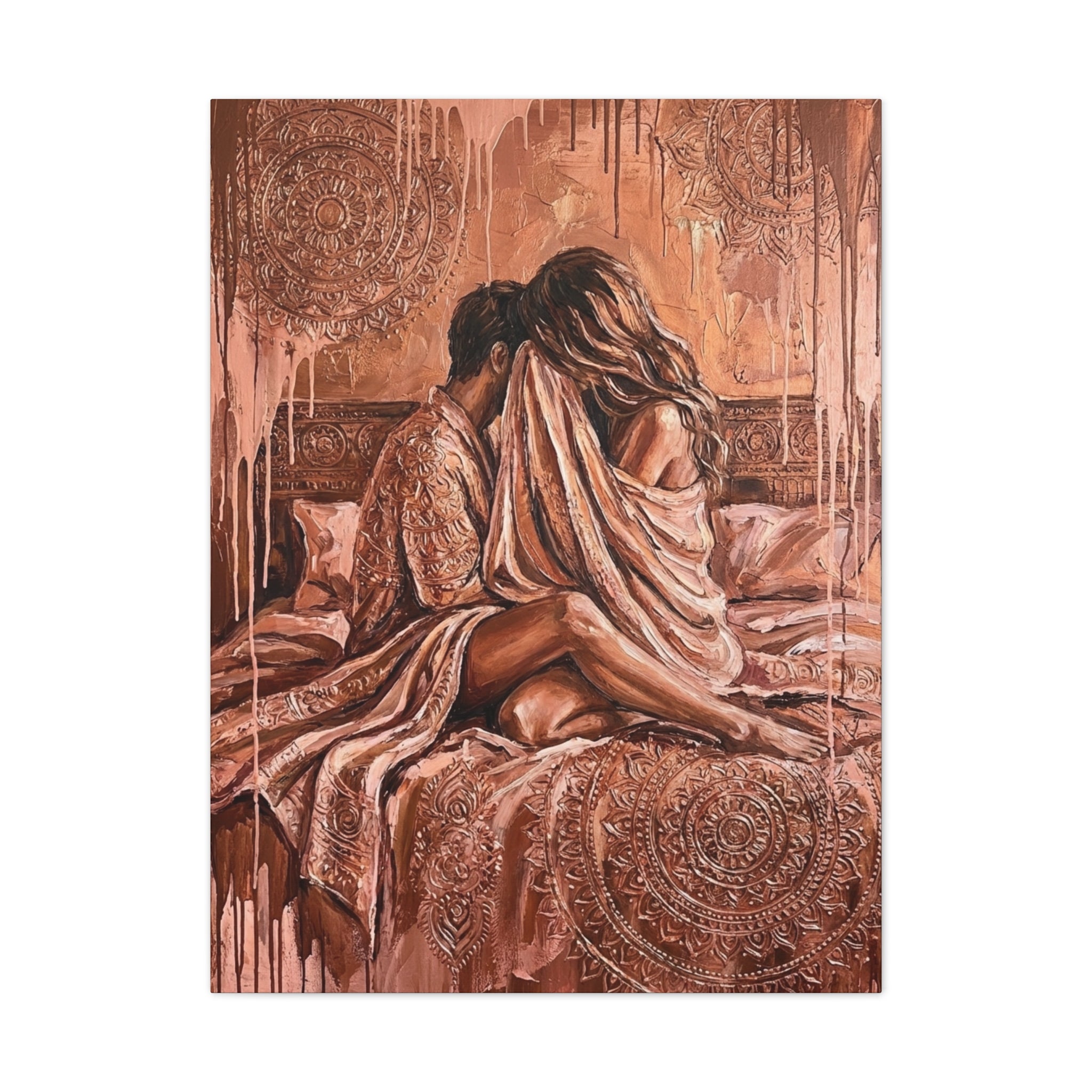 Expressionist Rose Gold Canvas — Playful Intimacy Wall Art