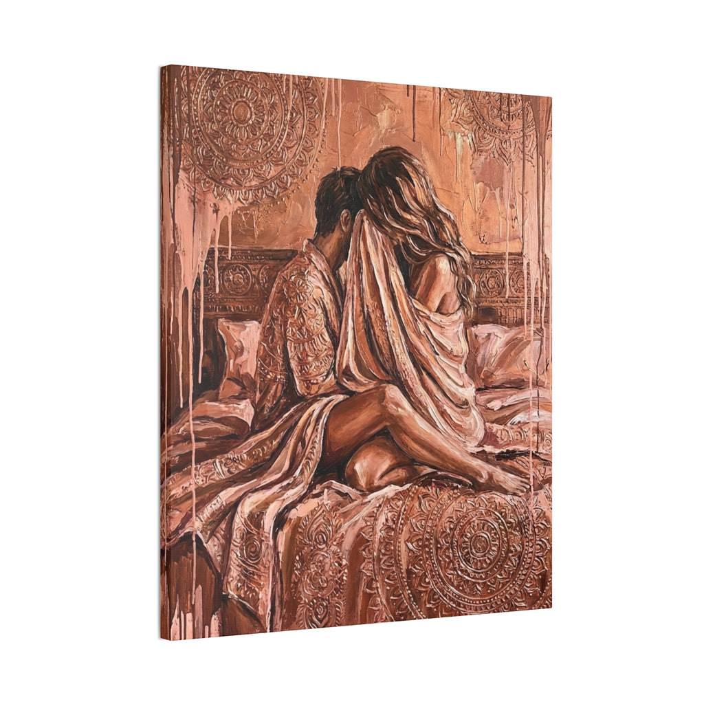 Expressionist Rose Gold Canvas — Playful Intimacy Wall Art