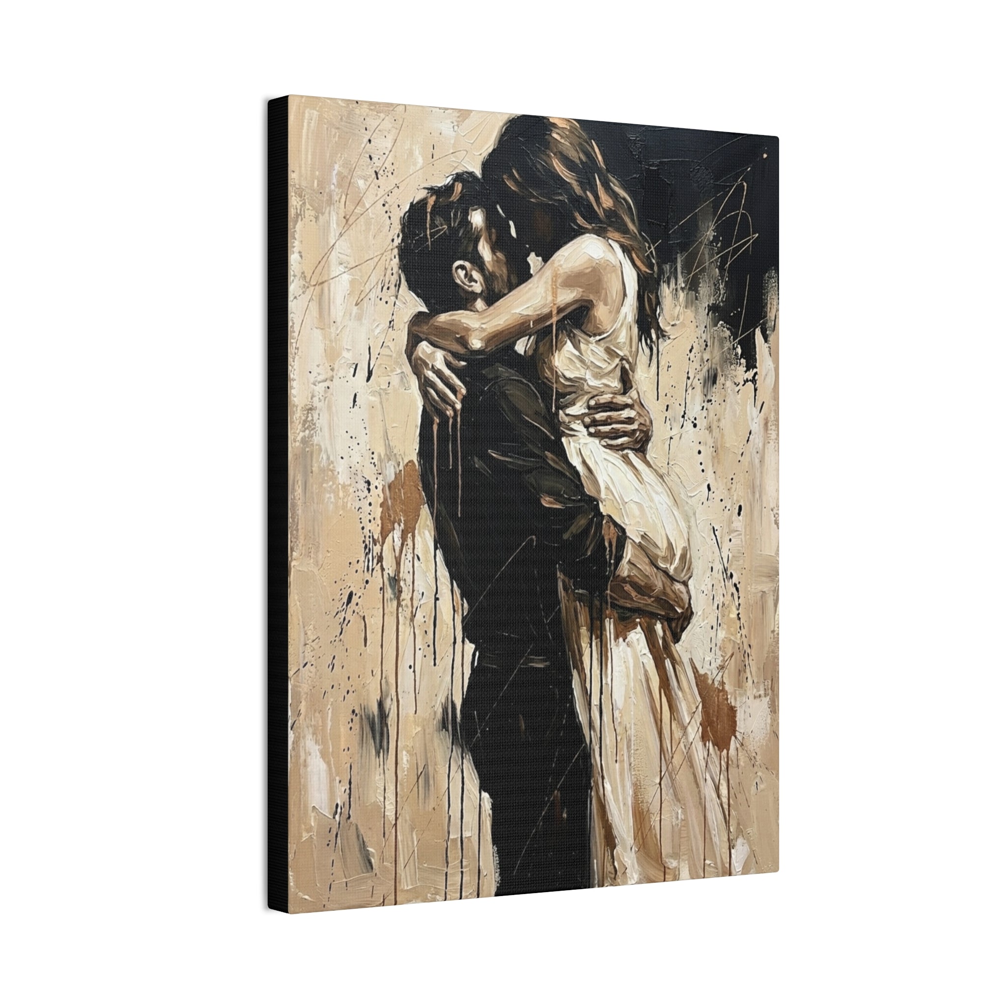 Expressionist Couple Painting Canvas—Loving Intimate Wall Art