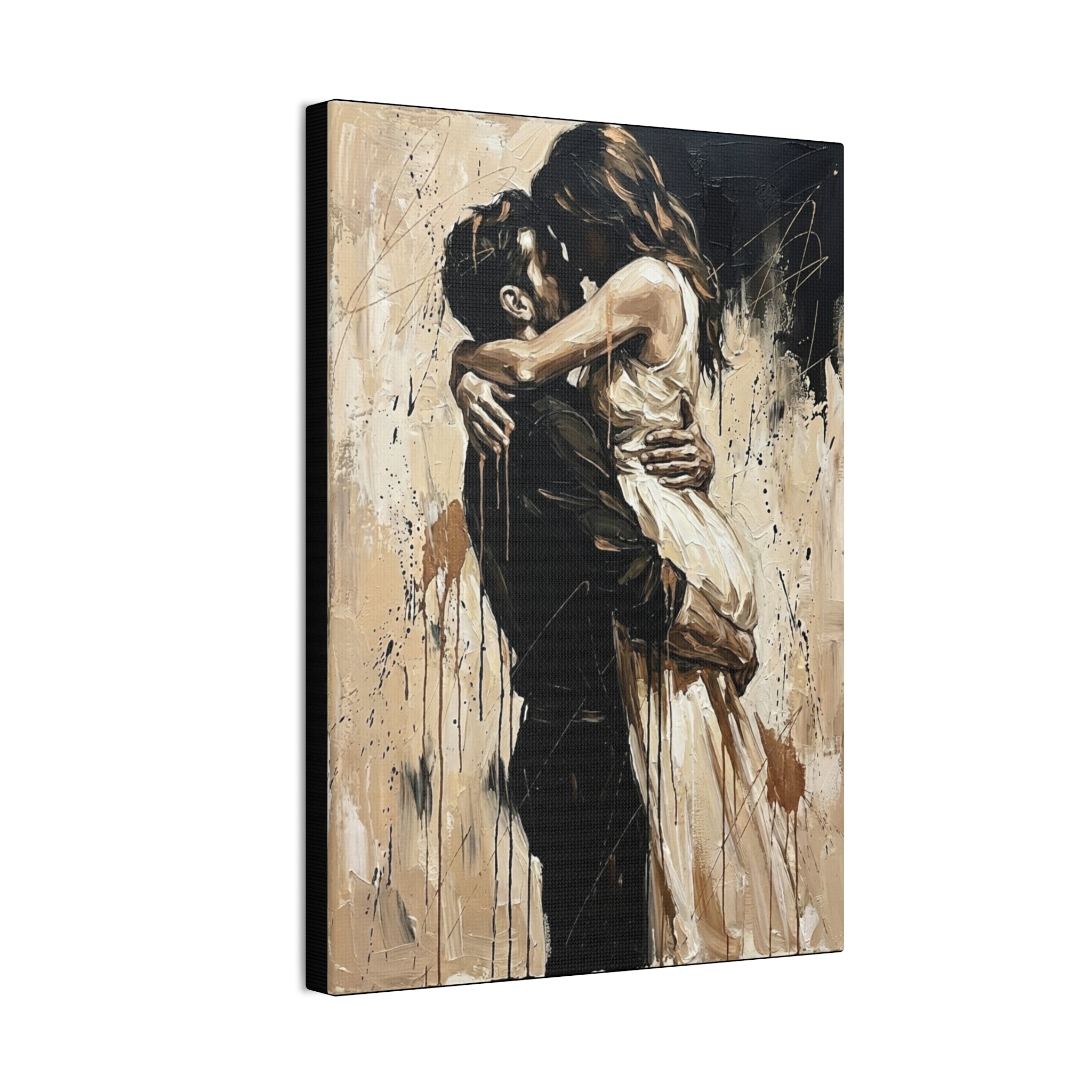 Expressionist Couple Painting Canvas—Loving Intimate Wall Art