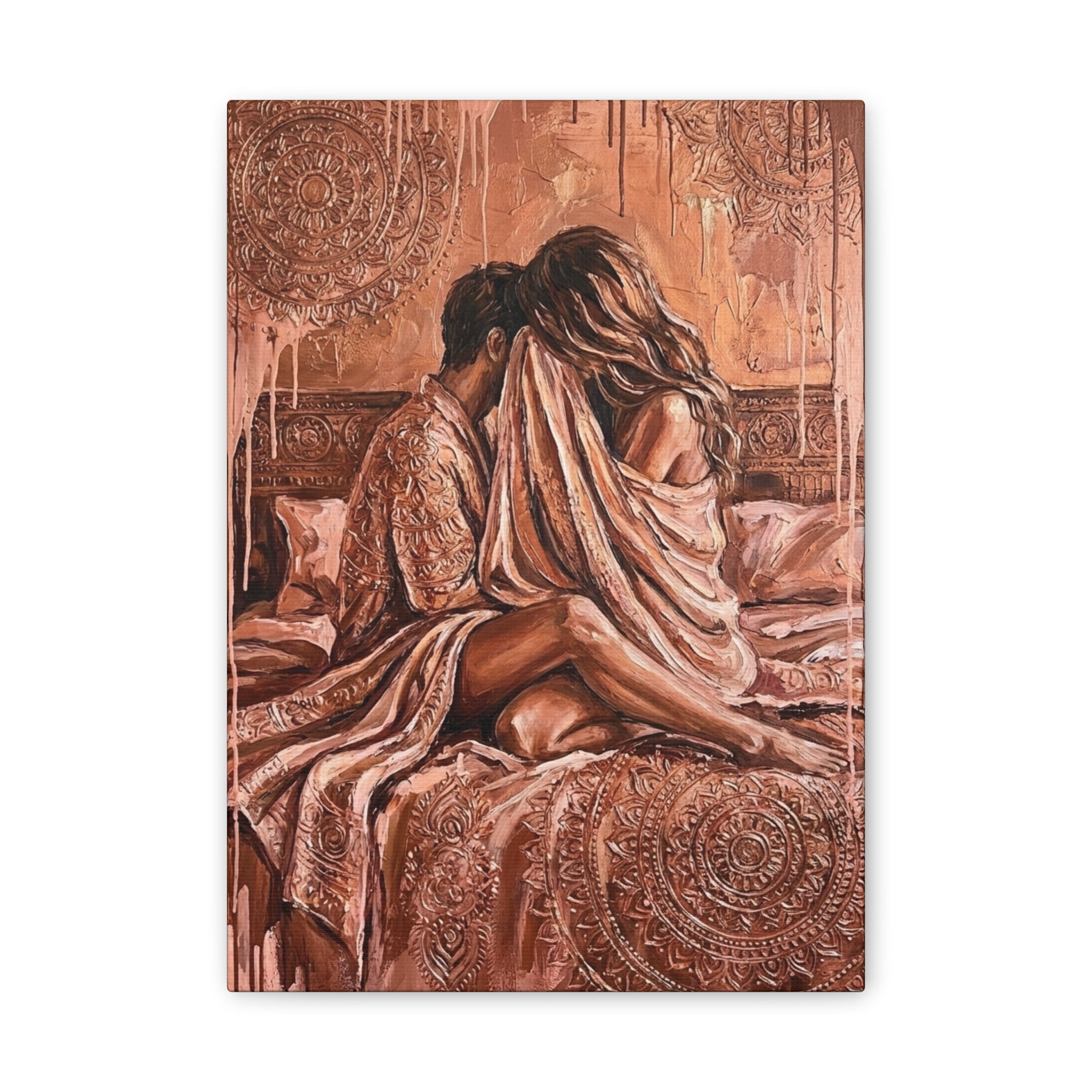 Expressionist Rose Gold Canvas — Playful Intimacy Wall Art