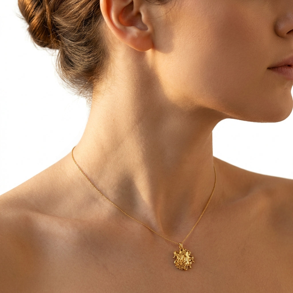 Dahlia Tides Pendant Necklace – Sculptural Gold Flower Pendant in Silver or Solid Gold