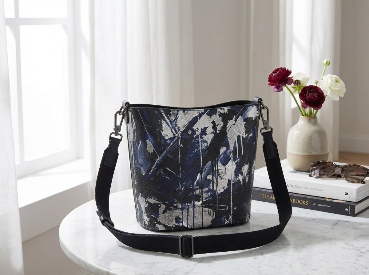ZOLTHAIRE Bucket Tote — Silk on Moonlit Shadows Collection