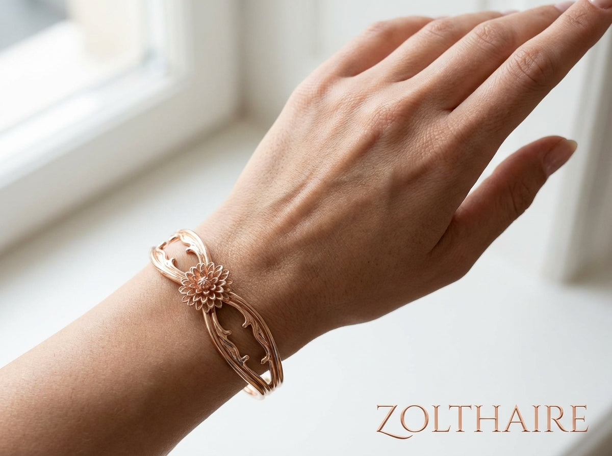 Dahlia Floral Infinity Cuff Bracelet