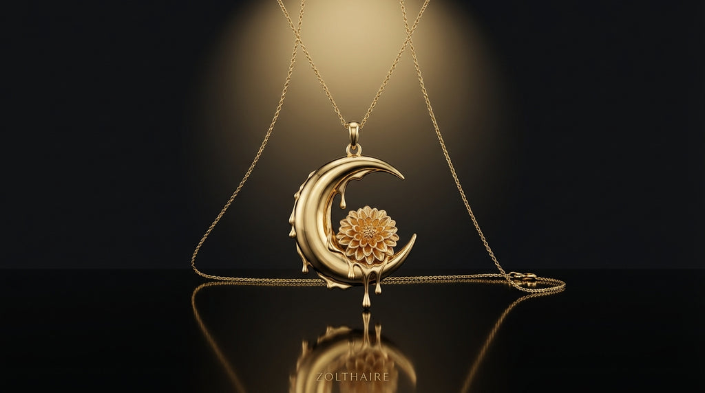 Dahlia Crescent Pendant Necklace — Affordable Luxury Edition