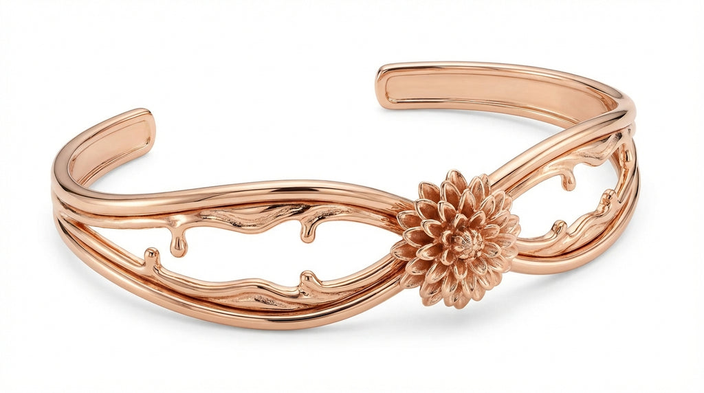 Dahlia Floral Infinity Cuff Bracelet