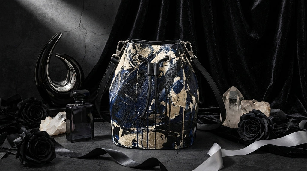 Zolthaire Silk on Moonlit Shadows Bucket Bag