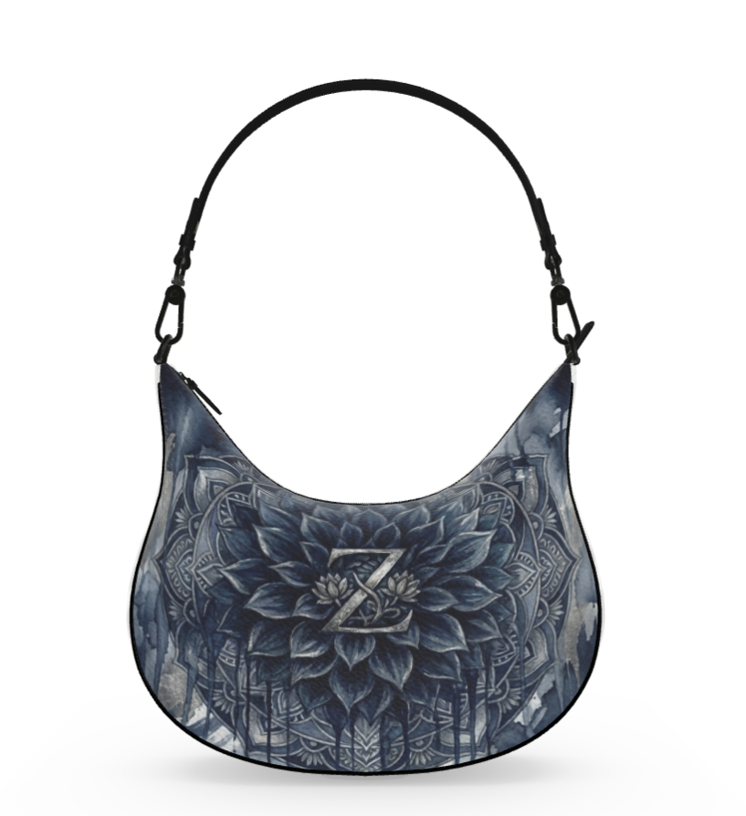 Zolthaire Midnight Haze Dahlia Leather Curved Shoulder Bag