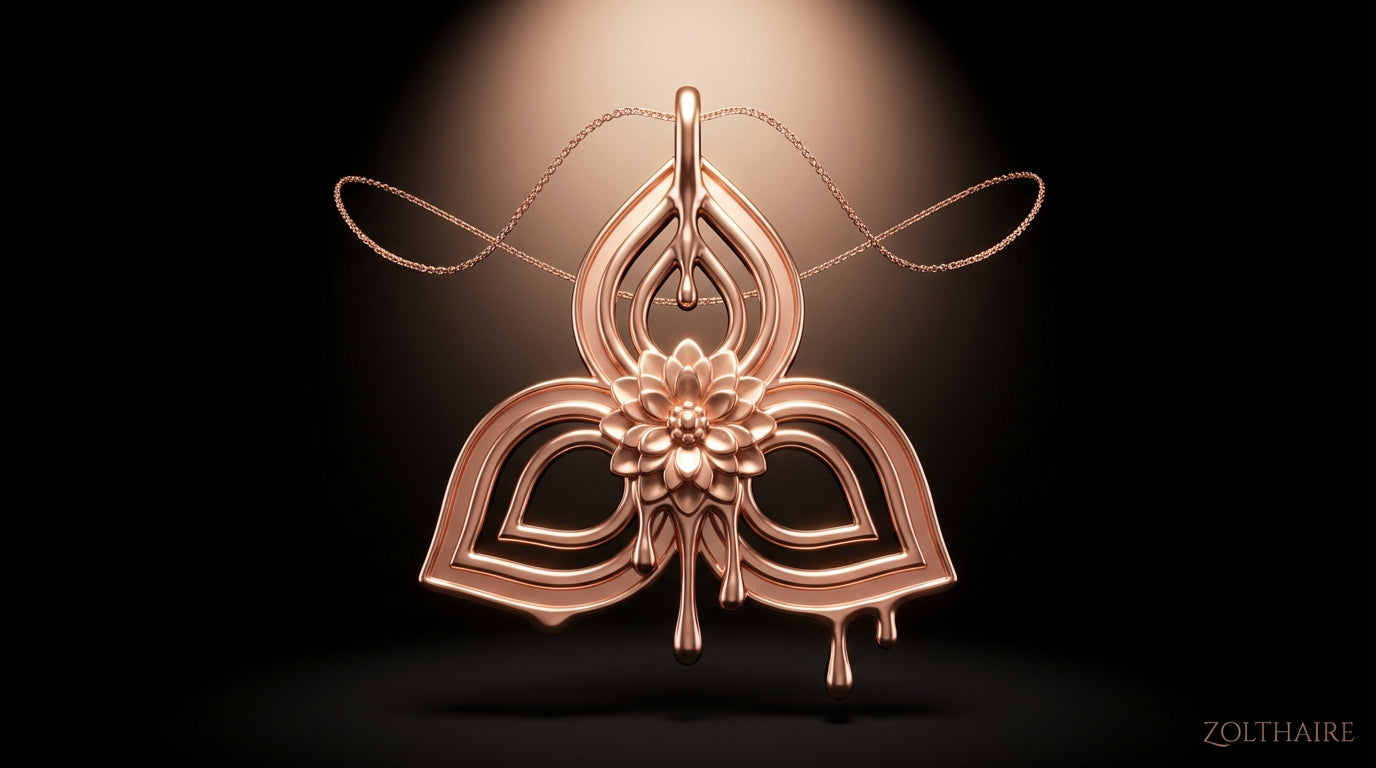 Trinity Dahlia Knot Pendant Necklace – Spiritual Trinity Symbol in Silver or Solid Gold