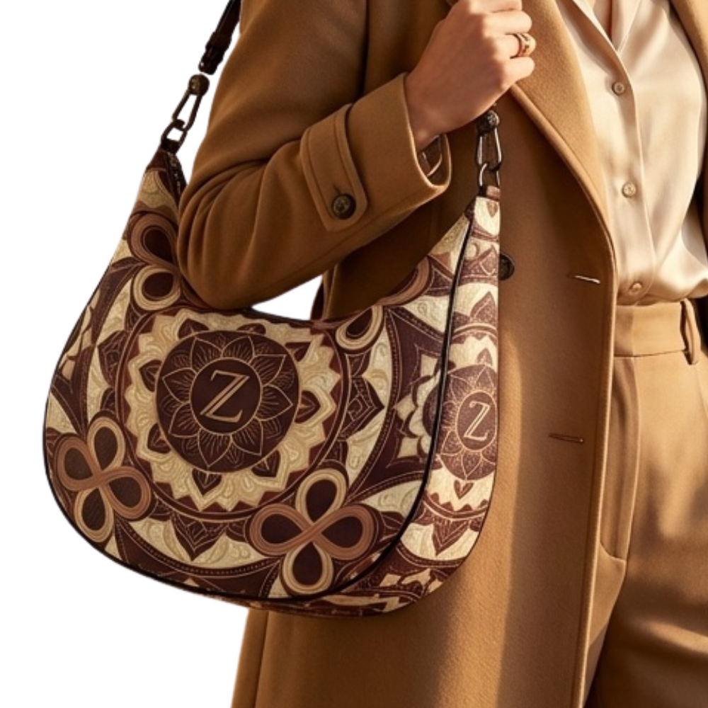 ZOLTHAIRE BURNT EMBER CURVED SHOULDER BAG