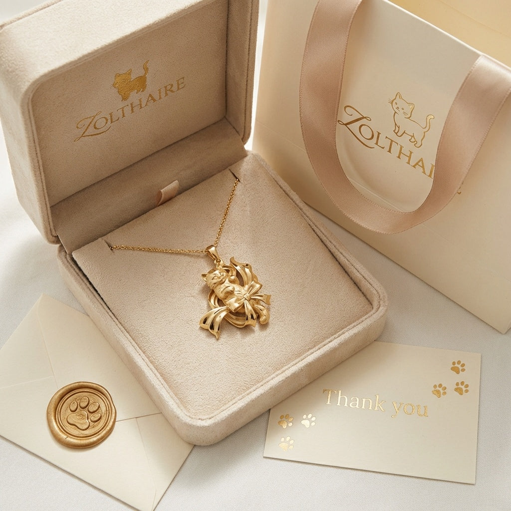 Silk-Wrapped Kitten Pendant