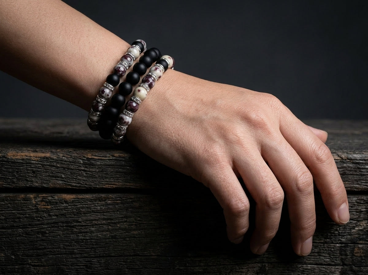Shadow Guardian - Tourmaline and Black Onyx Bracelet Set