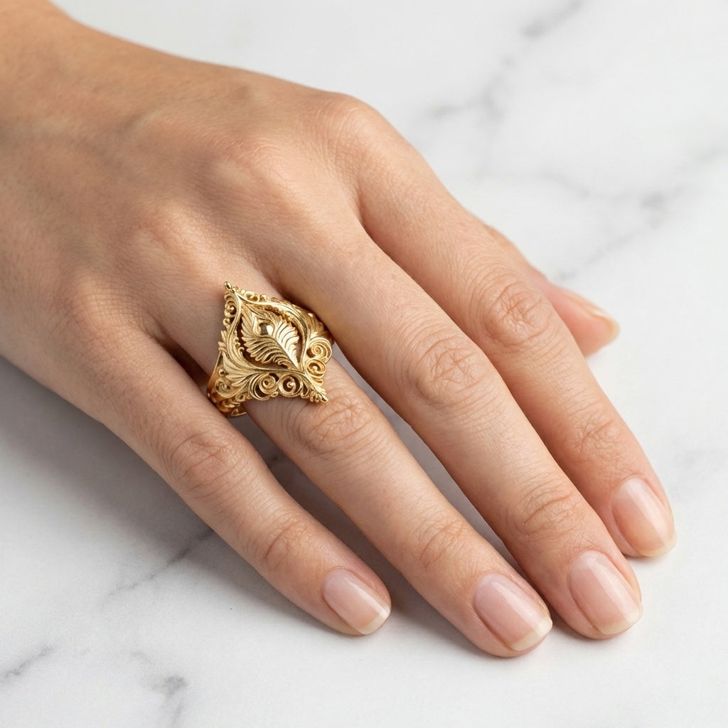 CRYMSA Peacock Feather Ring