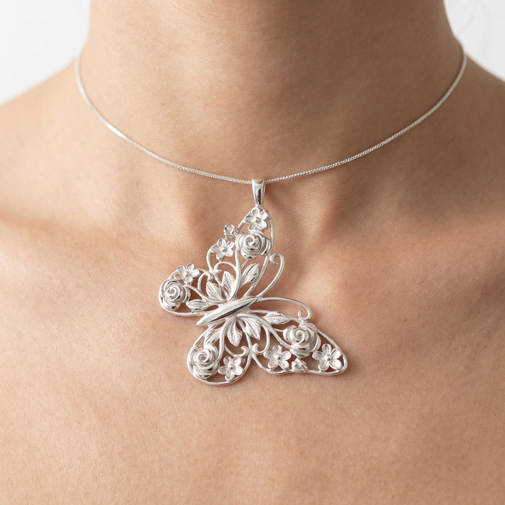 Floral Butterfly Pendant