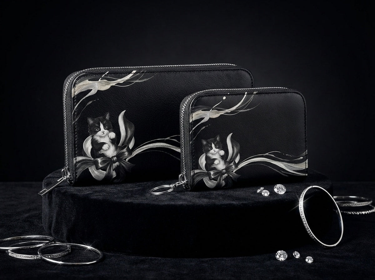 Zolthaire Tuxedo Kitten Zip Wallet Set