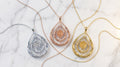 Gold Teardrop Flower Pendant Necklace – Dahlia Pendant in Silver or Solid Gold