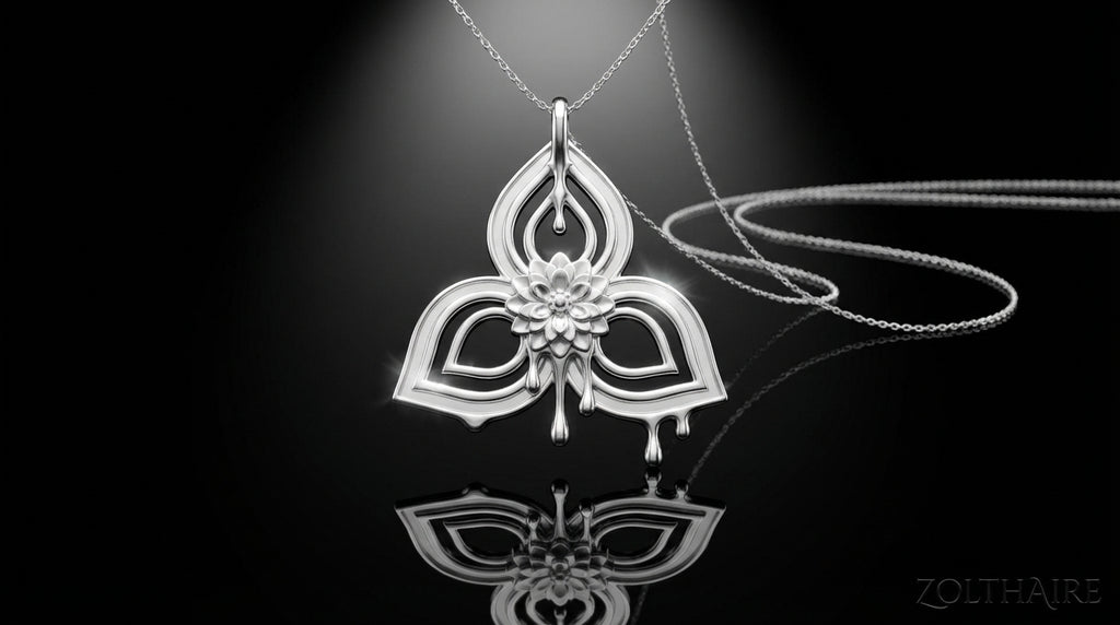 Trinity Dahlia Knot Pendant Necklace – Spiritual Trinity Symbol in Silver or Solid Gold