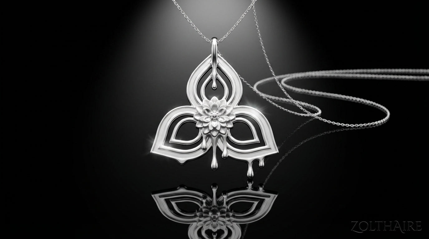 Trinity Dahlia Knot Pendant Necklace – Spiritual Trinity Symbol in Silver or Solid Gold