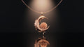 Crescent Moon Necklace Flower Pendant, Dahlia Necklace, Moon Jewelry Gift for Her, Symbolic Necklace, Rose Gold Gold Silver Pendant