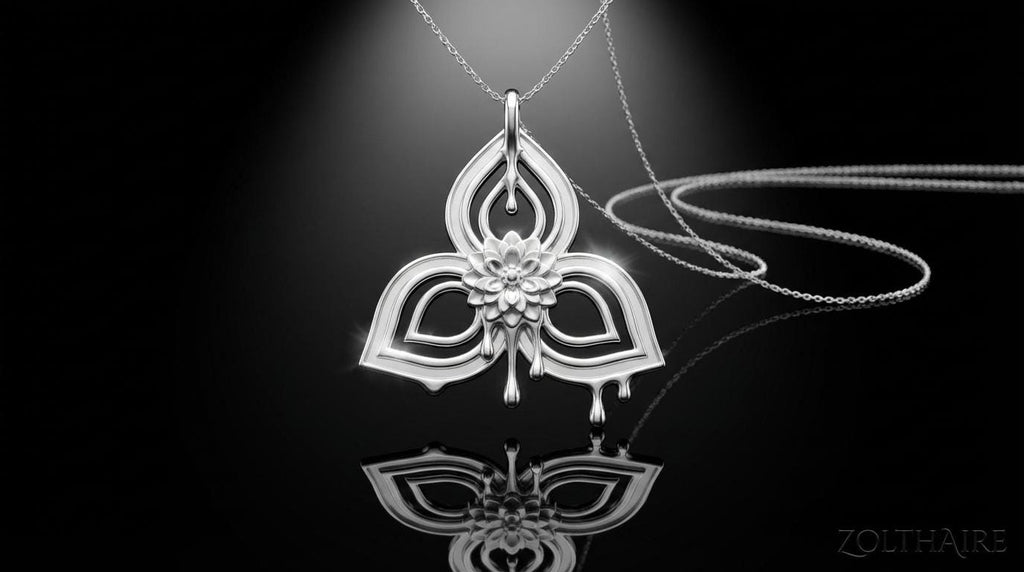 Trinity Knot Necklace Dahlia Flower, Celtic Knot Necklace Gift for Her, Symbolic Jewelry