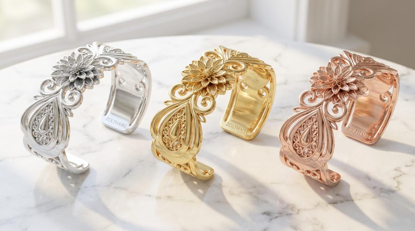 Flower Cuff Bracelet Dahlia Bracelet, Gift for Her, Rose Gold Gold Silver Bracelet, Floral Bracelet, Brass or Sterling Silver