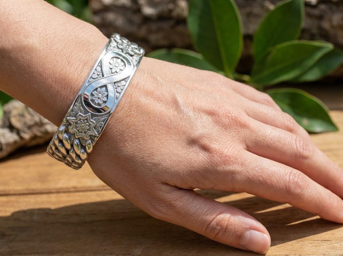 Infinity Cuff Bracelet Chain Bracelet, Gift for Her, Rose Gold Gold Silver Bracelet, Symbolic Bracelet, Brass or Sterling Silver