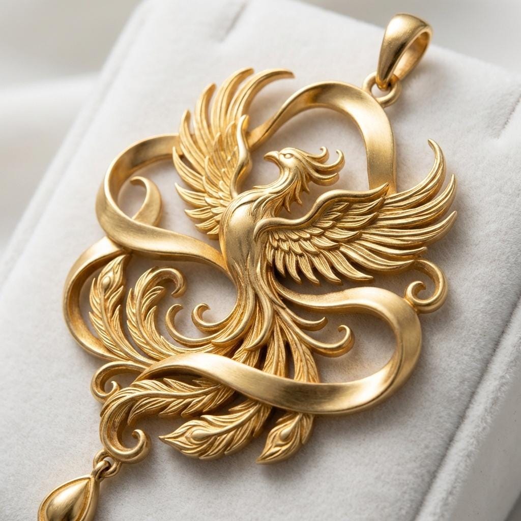 Phoenix Pendant Necklace • Rebirth Symbol • Meaningful Gift