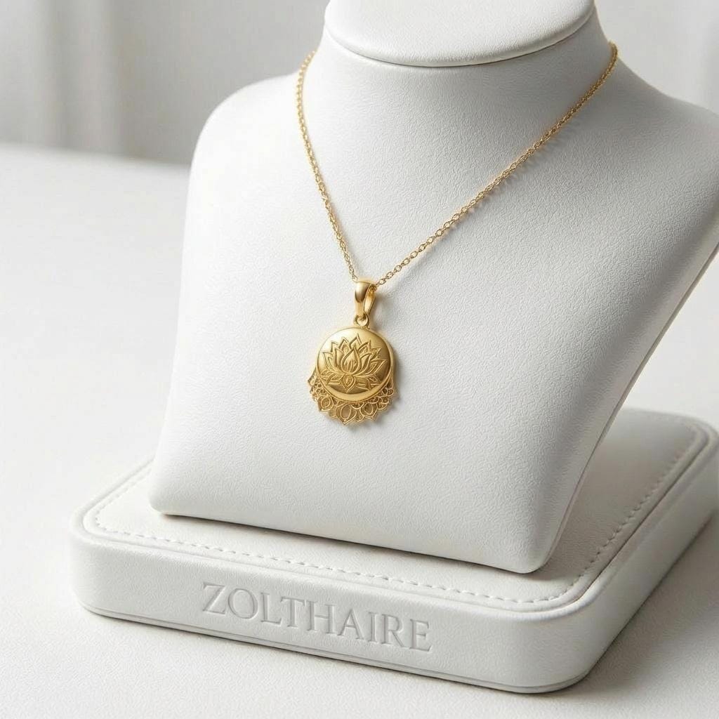 Lotus Necklace Flower Pendant, Spiritual Necklace Gift for Her, Rose Gold Gold Silver Necklace, Meaningful Jewelry, Brass or Sterling
