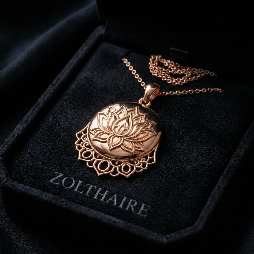 Lotus Necklace Flower Pendant, Spiritual Necklace Gift for Her, Rose Gold Gold Silver Necklace, Meaningful Jewelry, Brass or Sterling